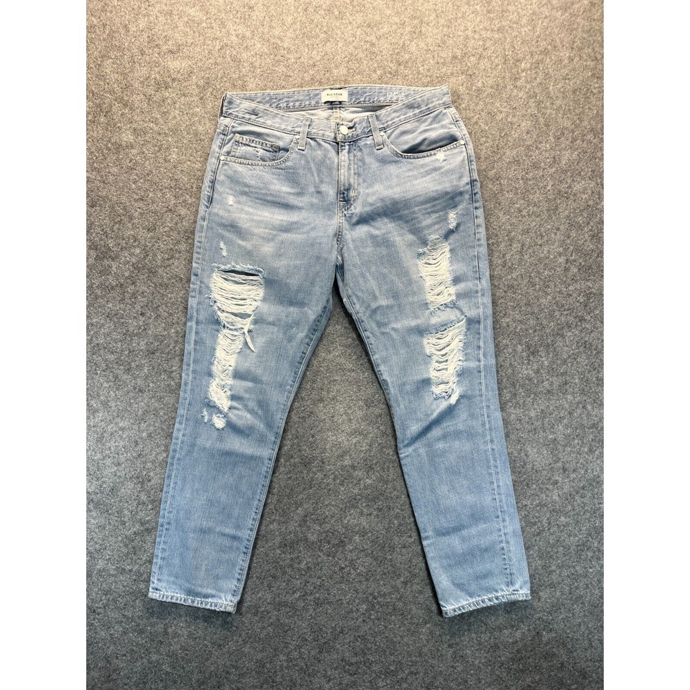 Big Star Jeans Women's 29 Billie Slim Slouch Light‎ Blue Distressed Denim Jeans